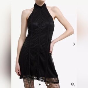 Cosmic Aura Fishnet Halter Dress